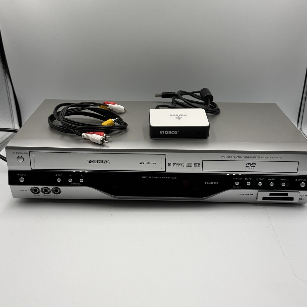 Toshiba SD-V593 DVD VCR VHS Combo HDMI w/ VIDBOX VCD01 Video Capture Bundle